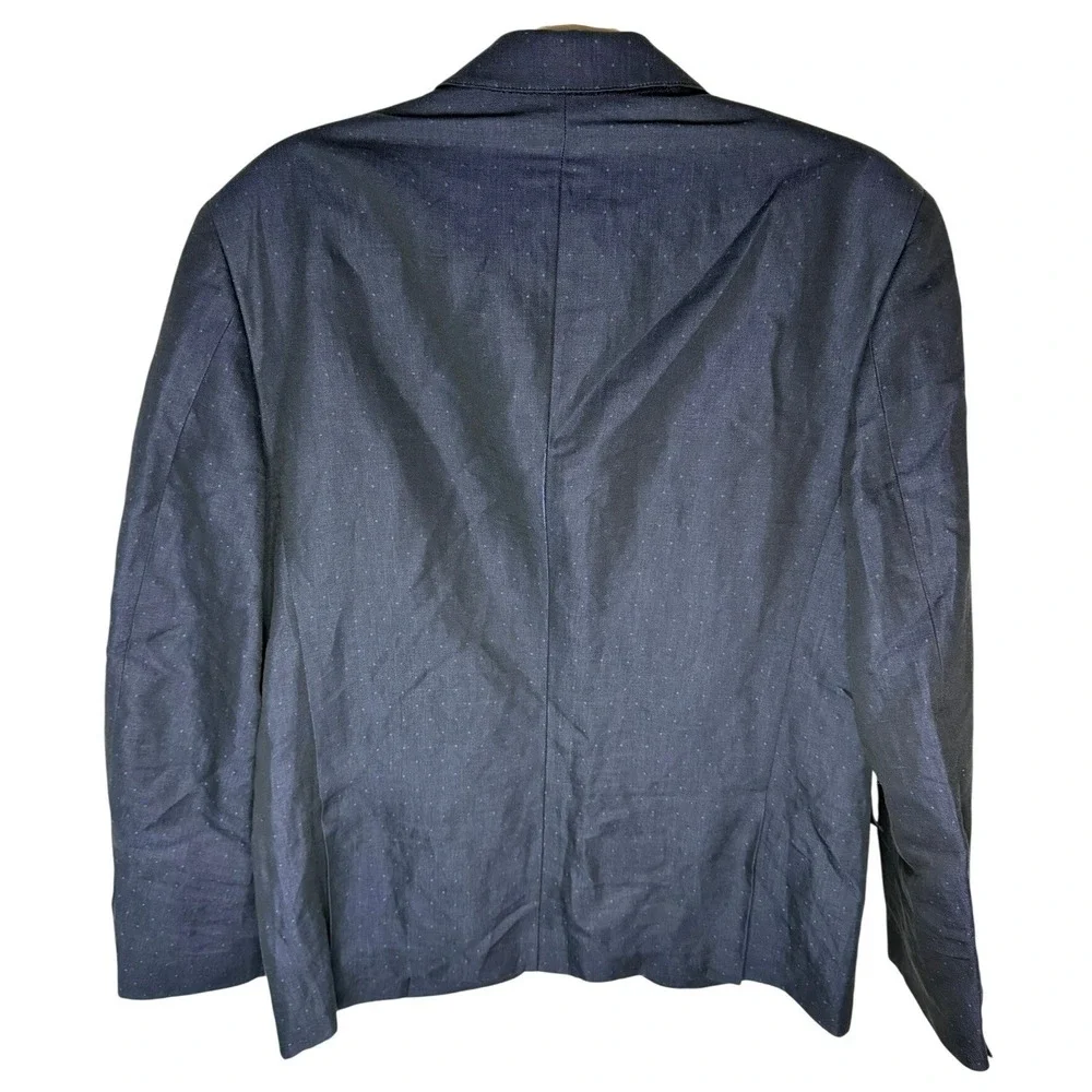 Jack Spade Blazer Mens 42R Navy Blue Linen Cotton Micro Dot Preppy Sport Coat